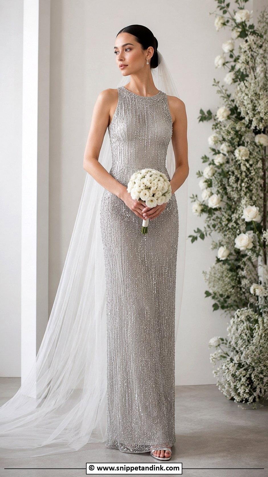 Grey Beaded Wedding Dress - Snippet and Ink - 30 Grey Wedding Dress Ideas