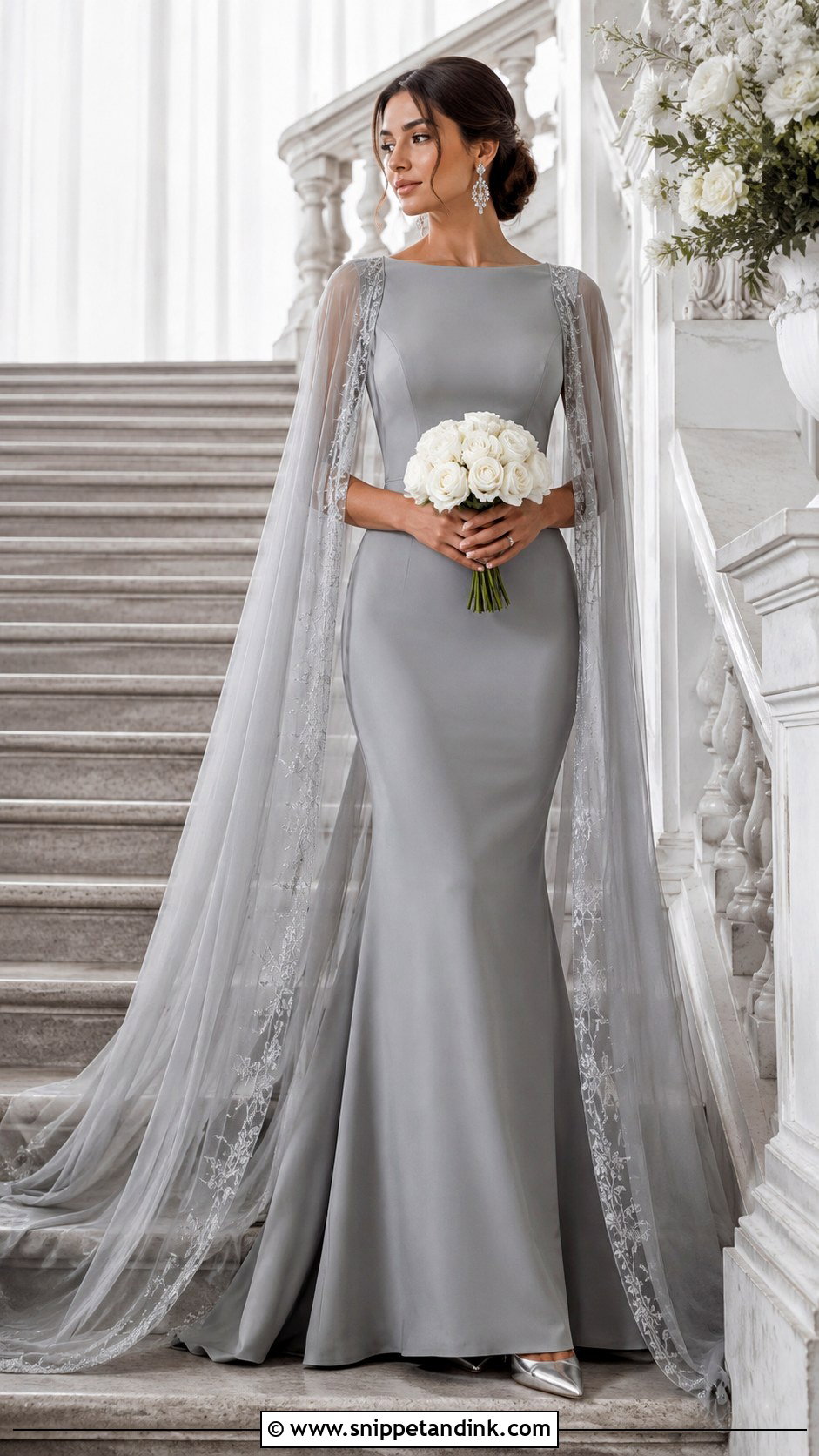 Grey Bridal Dress With Cape - Snippet and Ink - 20 Grey Bridal Dress Ideas