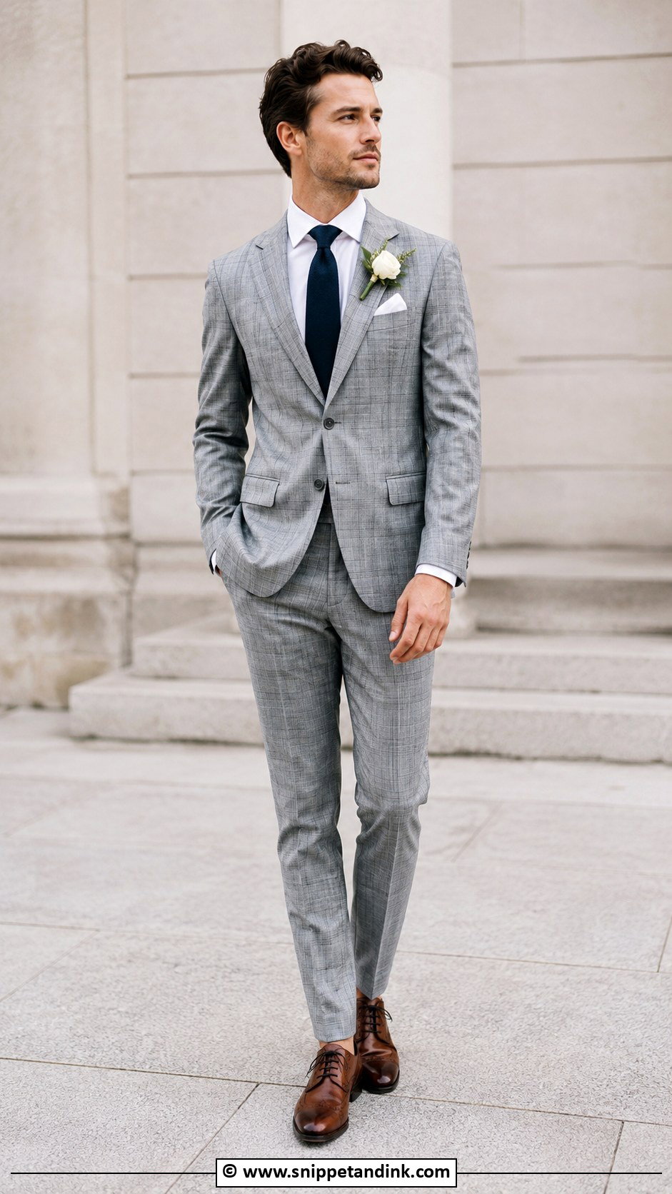 Grey Checked Suit Wedding Outfit - Snippet and Ink - 30 Grey Suit Wedding Ideas