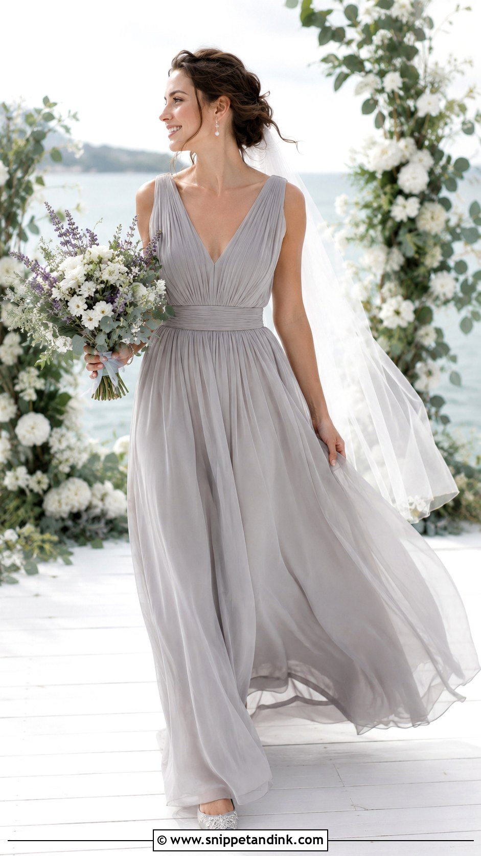 Grey Chiffon Bridal Dress - Snippet and Ink - 20 Grey Bridal Dress Ideas