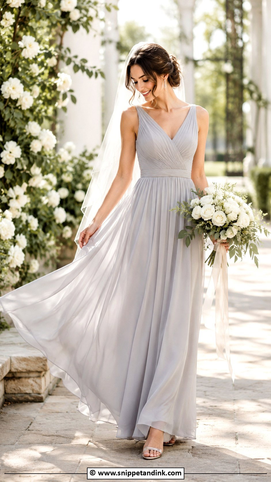 Grey Chiffon Wedding Dress - Snippet and Ink - 30 Grey Wedding Dress Ideas