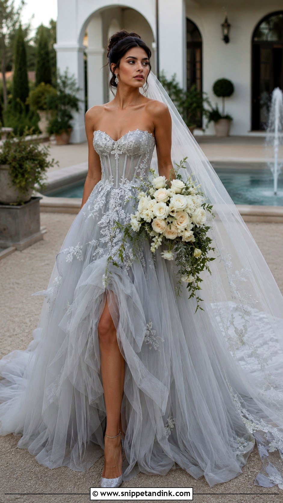 Grey Corset Bridal Dress - Snippet and Ink - 20 Grey Bridal Dress Ideas