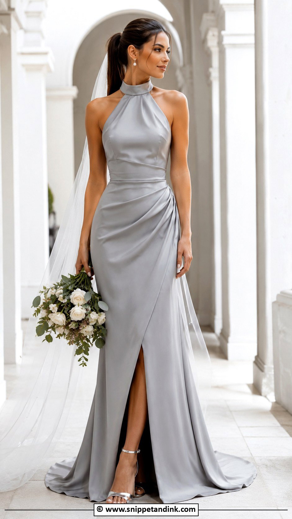 Grey Halter Wedding Dress - Snippet and Ink - 30 Grey Wedding Dress Ideas