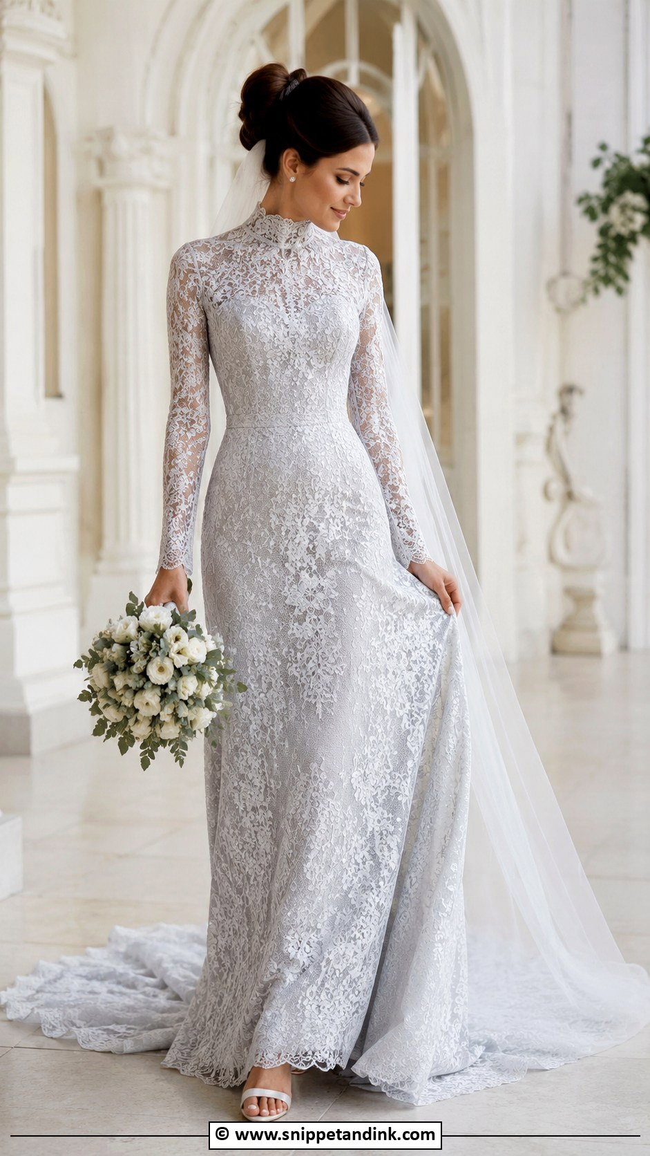 Grey High Neck Wedding Dress - Snippet and Ink - 30 Grey Wedding Dress Ideas