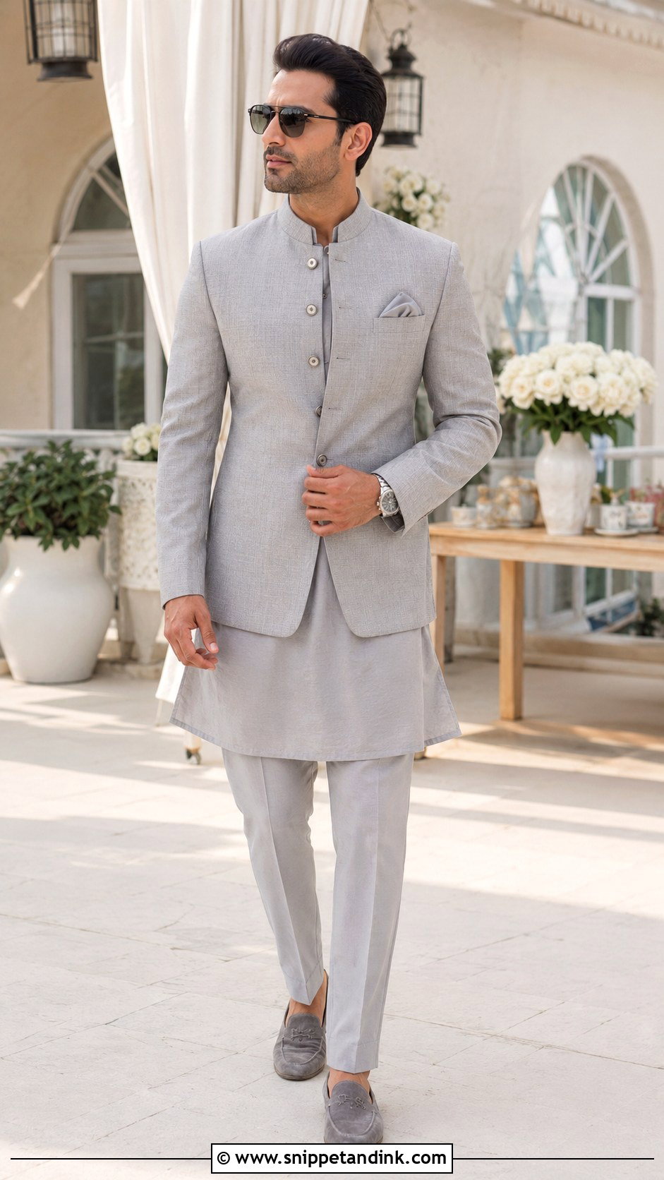 Grey Kurta Bandhgala Outfit - Snippet and Ink - 25 Ranbir Kapoor Wedding Outfit Ideas