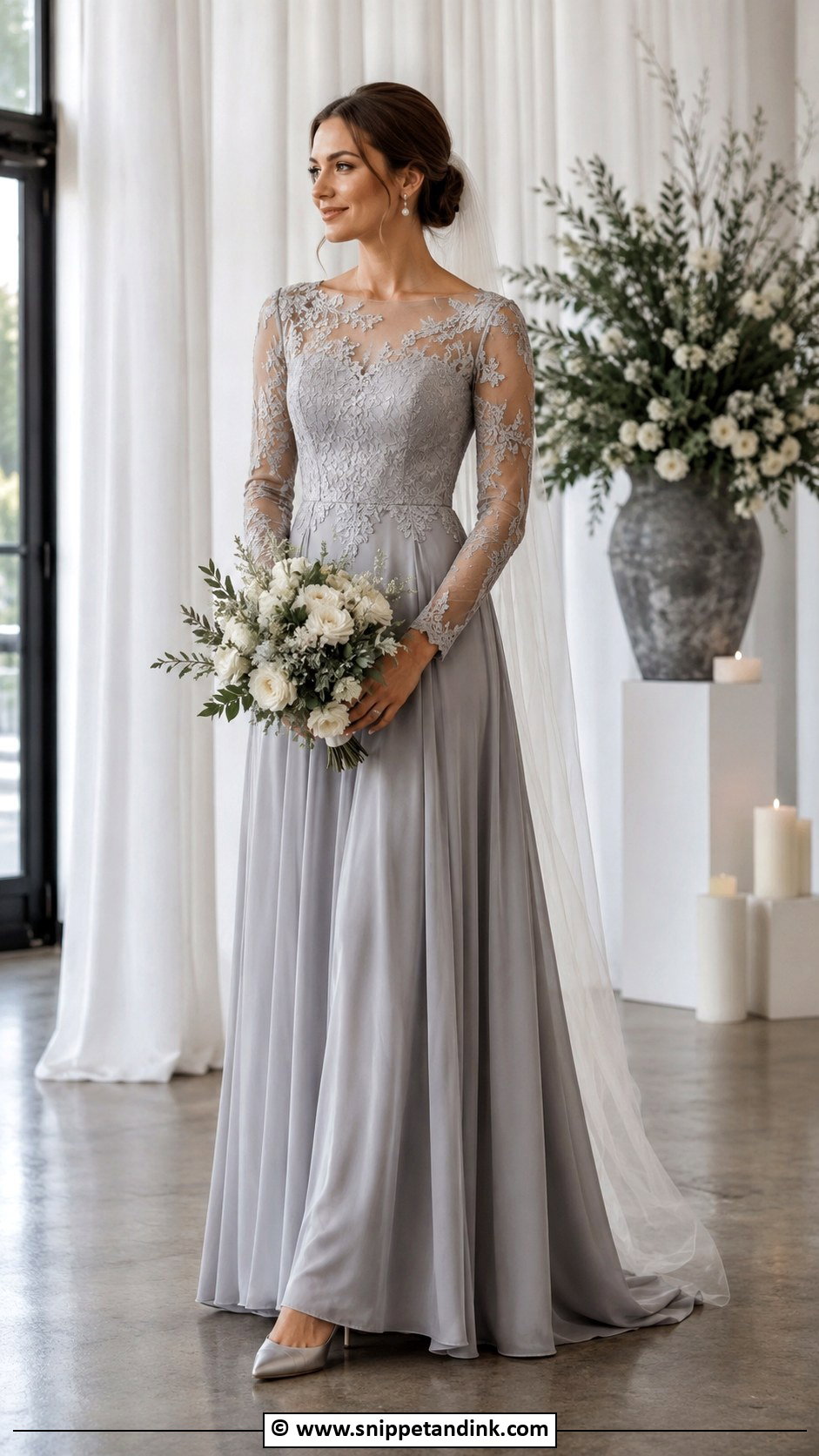Grey Long Sleeve Wedding Dress - Snippet and Ink - 30 Grey Wedding Dress Ideas
