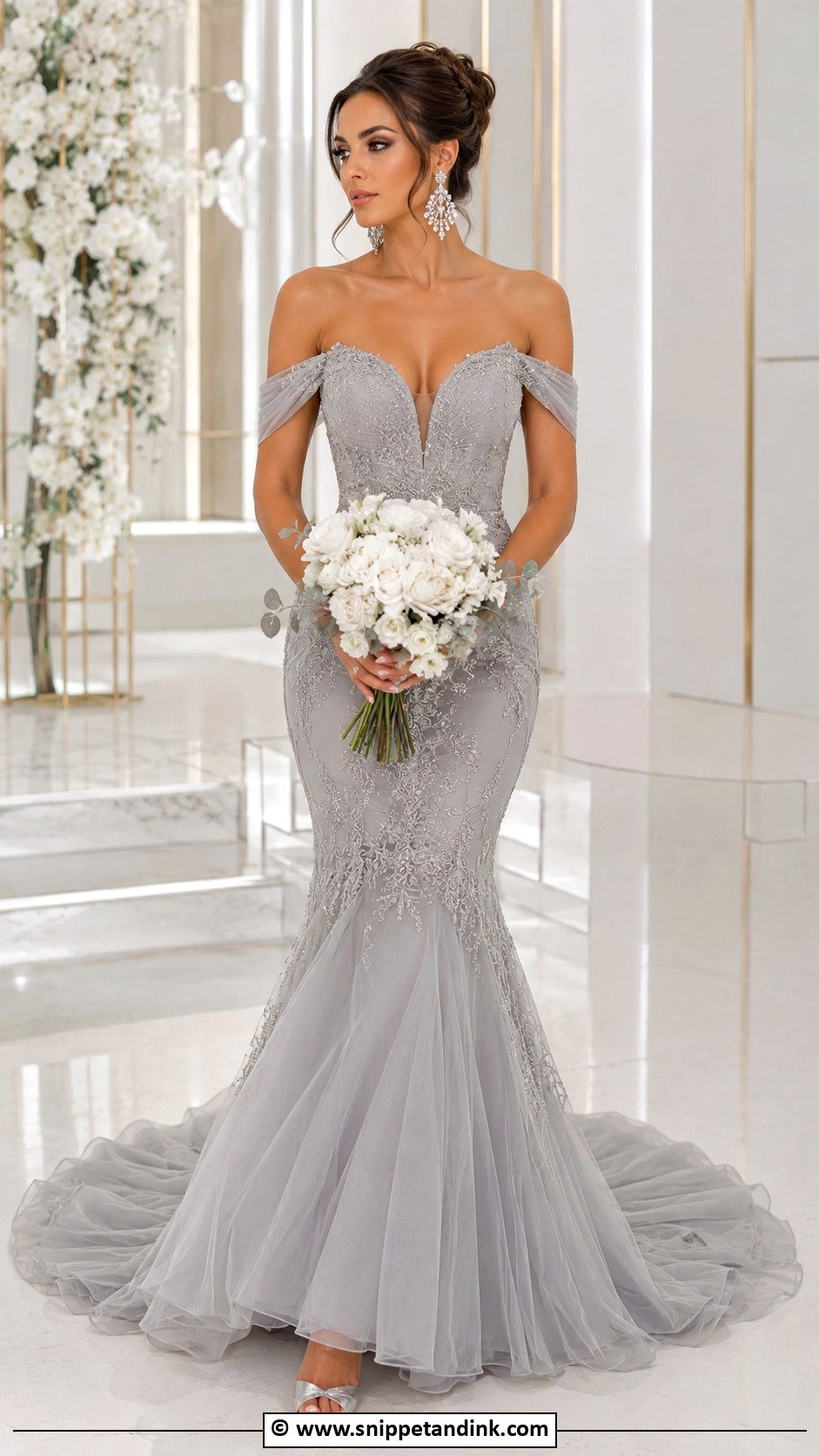 Grey Mermaid Wedding Dress - Snippet and Ink - 30 Grey Wedding Dress Ideas