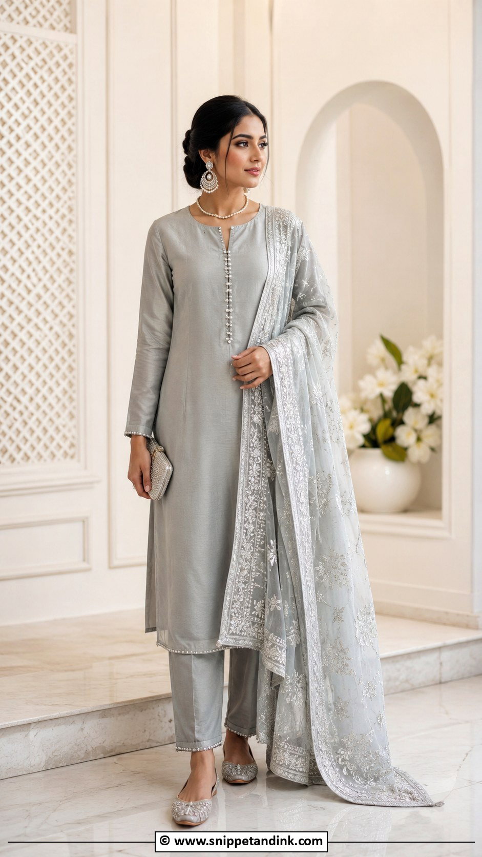 Grey Silk Suit For Anand Karaj - Snippet and Ink - 30 Anand Karaj Suit Ideas