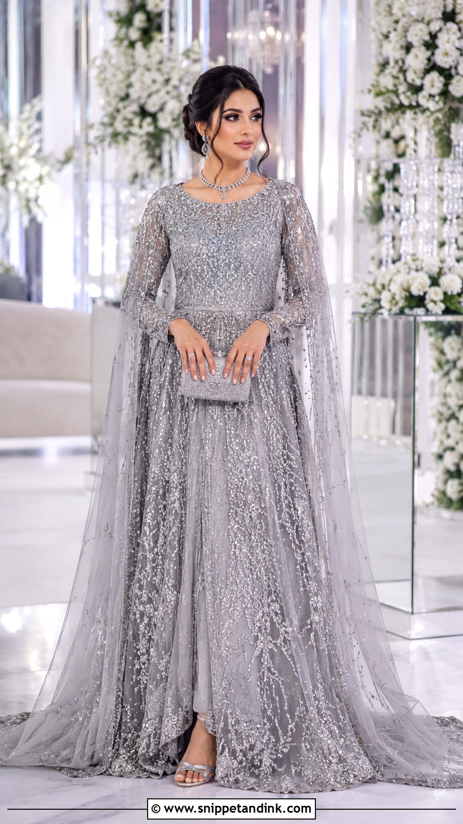 Grey Silver Valima Gown Dress - Snippet and Ink - 25 Valima Dress for Bride Ideas