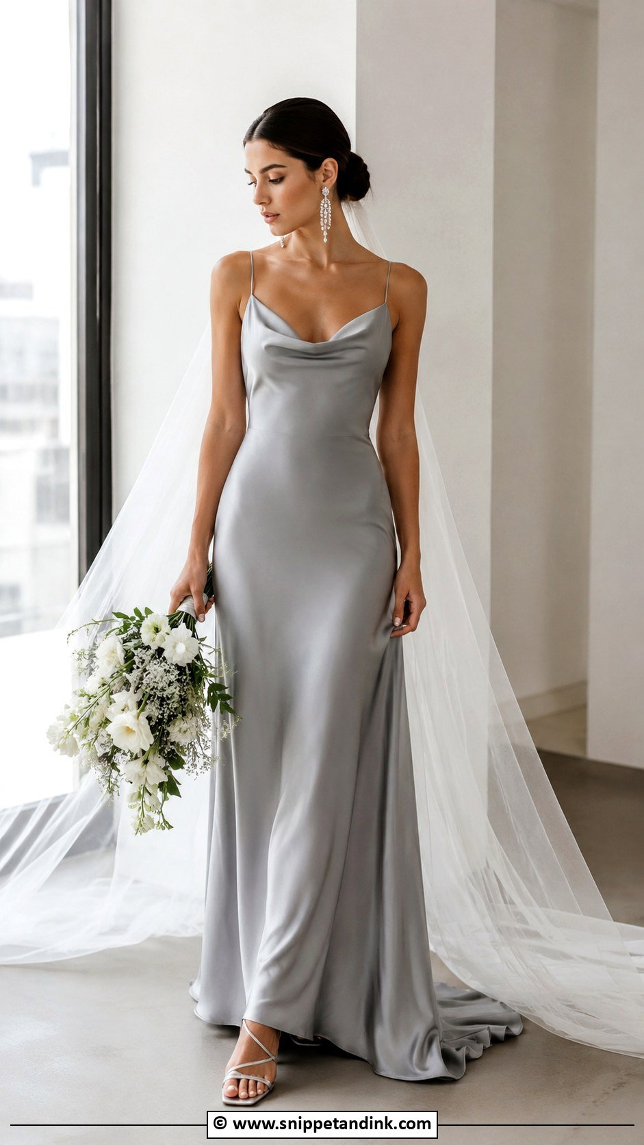 Grey Slip Wedding Dress - Snippet and Ink - 30 Grey Wedding Dress Ideas