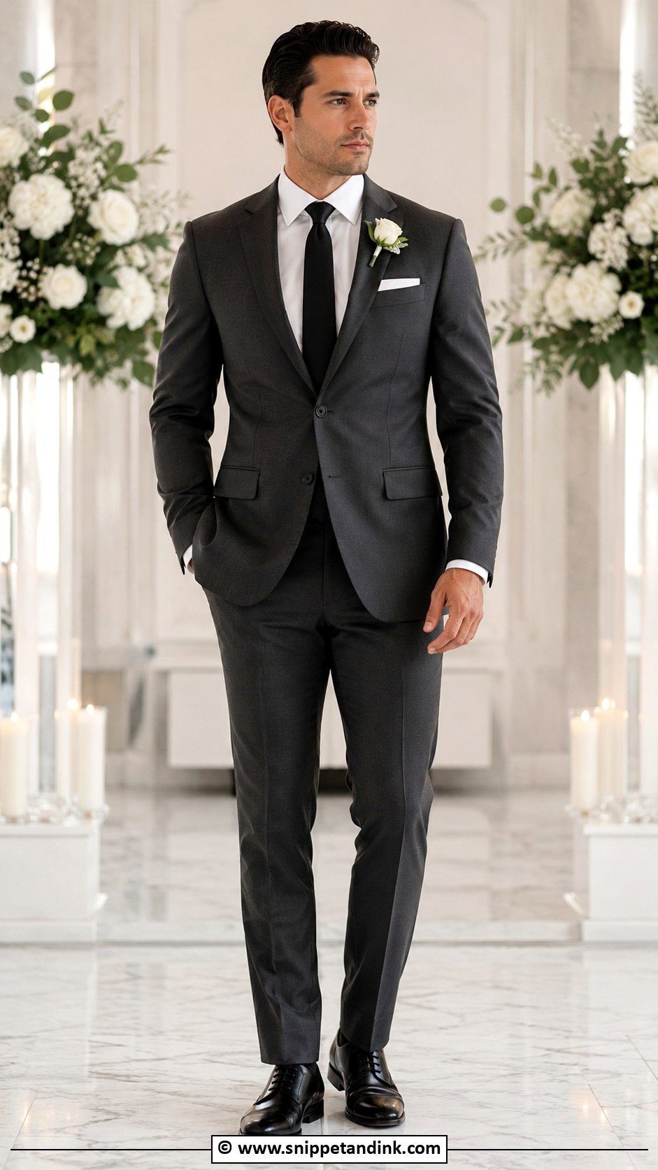 Grey Suit With Black Tie - Snippet and Ink - 30 Grey Suit Wedding Ideas