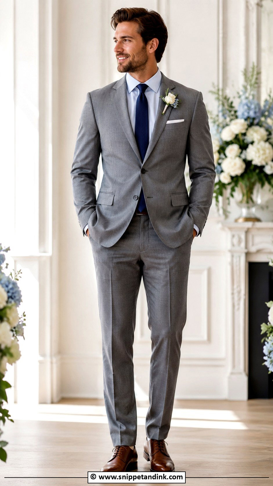Grey Suit With Blue Shirt - Snippet and Ink - 30 Grey Suit Wedding Ideas