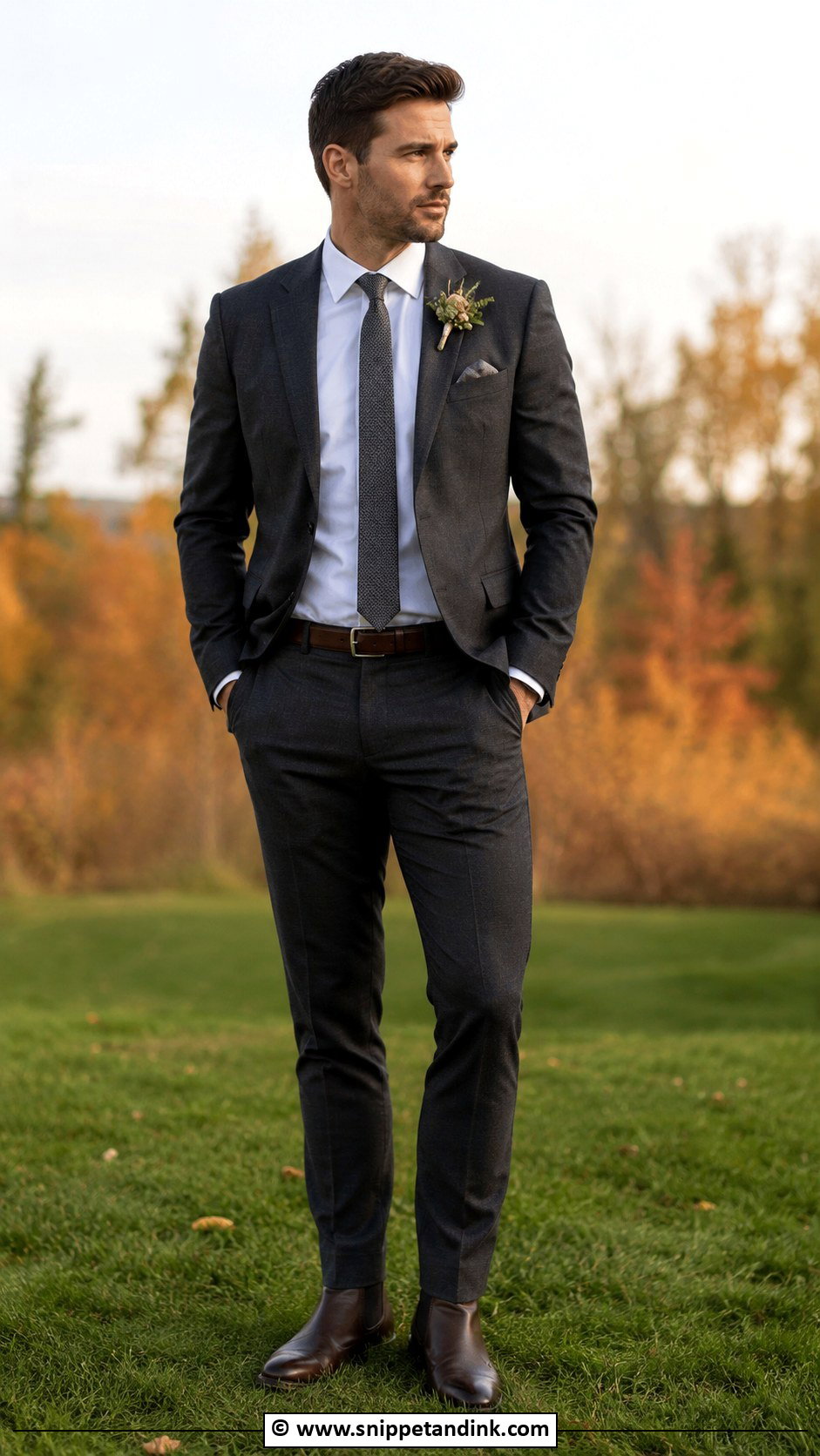 Grey Suit With Dress Boots - Snippet and Ink - 30 Grey Suit Wedding Ideas