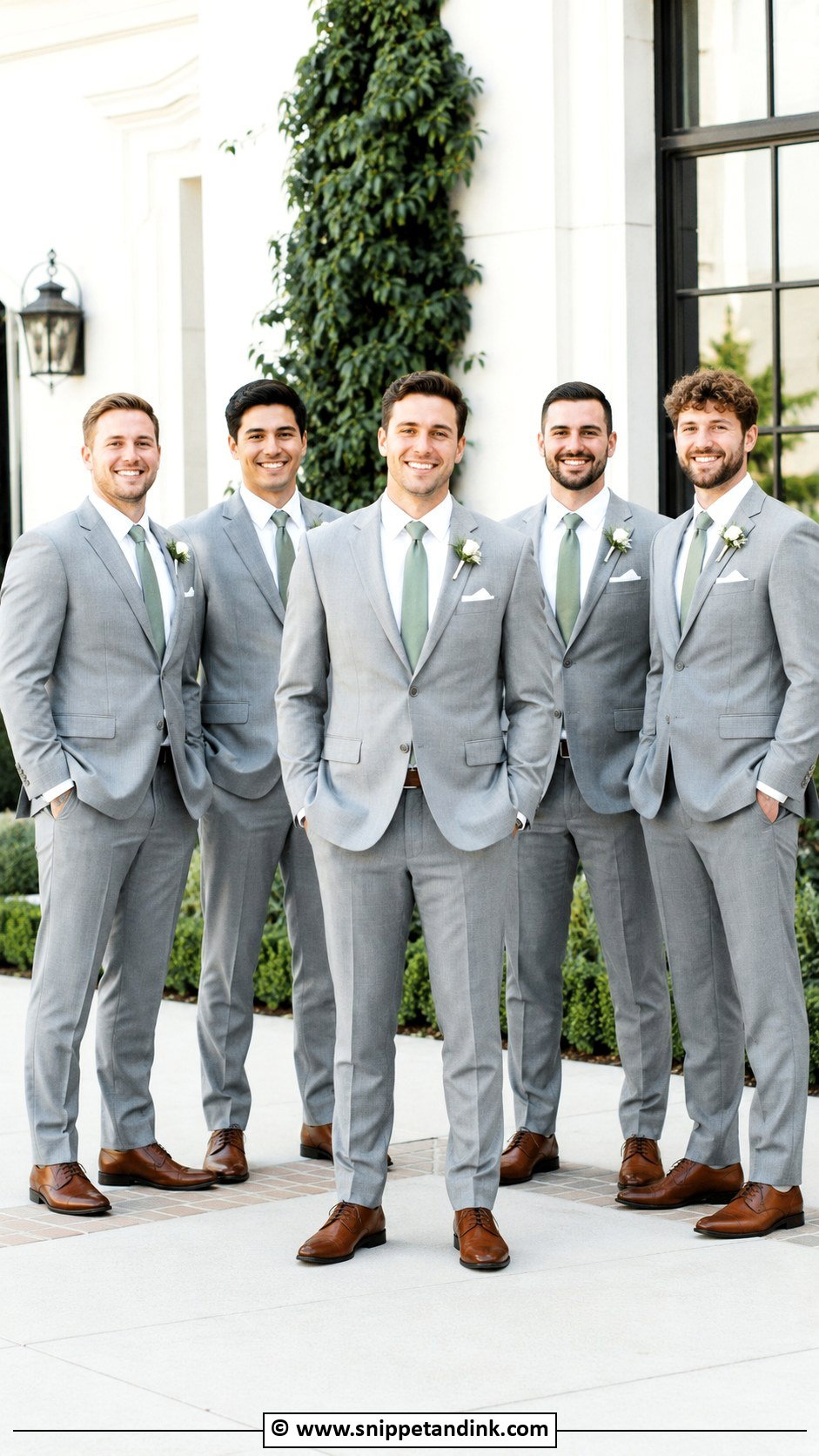 Grey Suit With Groomsmen Matching Ties - Snippet and Ink - 30 Grey Suit Wedding Ideas