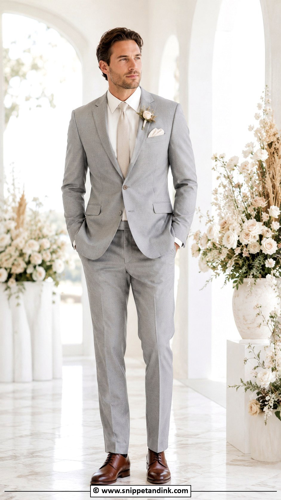 Grey Suit With Ivory Shirt - Snippet and Ink - 30 Grey Suit Wedding Ideas