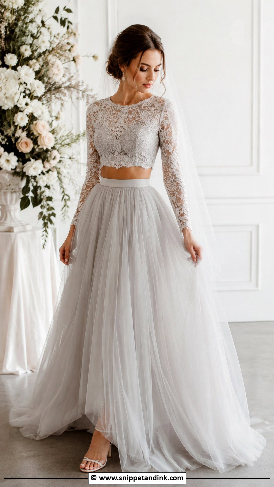 Grey Two Piece Wedding Dress - Snippet and Ink - 30 Grey Wedding Dress Ideas