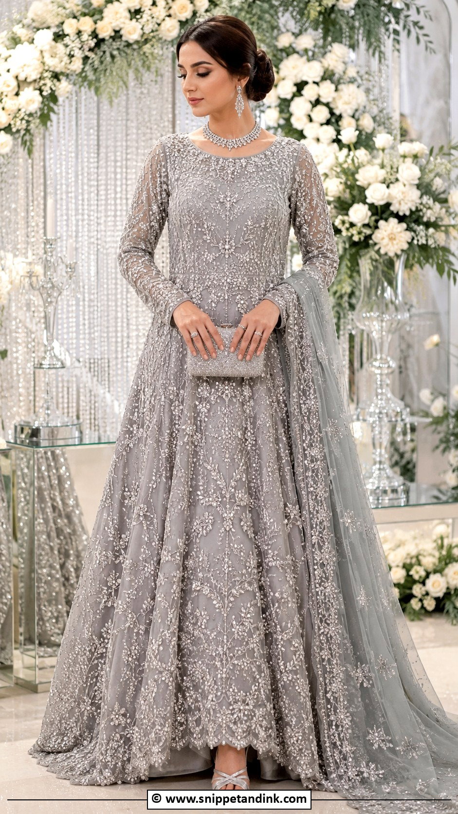 Grey Valima Bridal Maxi - Snippet and Ink - 30 Valima Bridal Dress Pakistan Ideas
