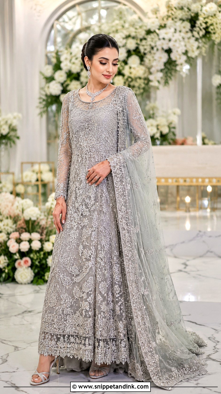 Grey Walima Bridal Maxi - Snippet and Ink - 25 Walima Bridal Dress Pakistan Ideas