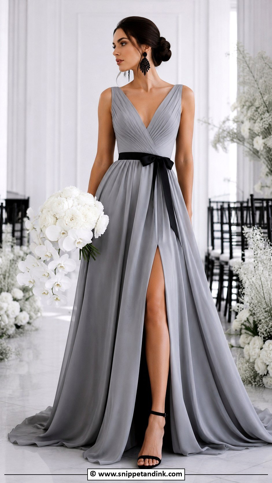 Grey Wedding Dress With Black Accessories - Snippet and Ink - 30 Grey Wedding Dress Ideas