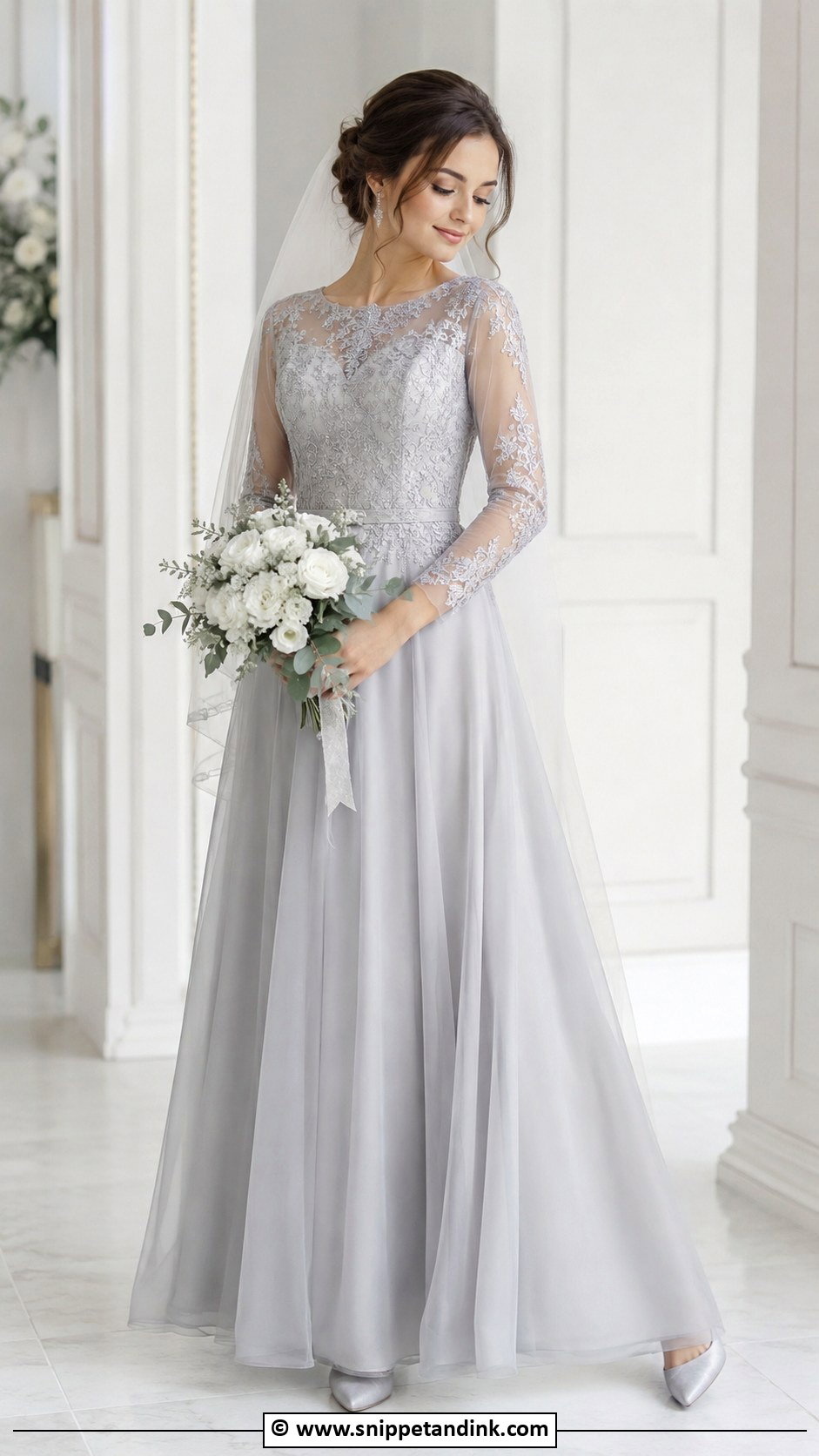 Grey Wedding Dress With Sleeves - Snippet and Ink - 30 Grey Wedding Dress Ideas