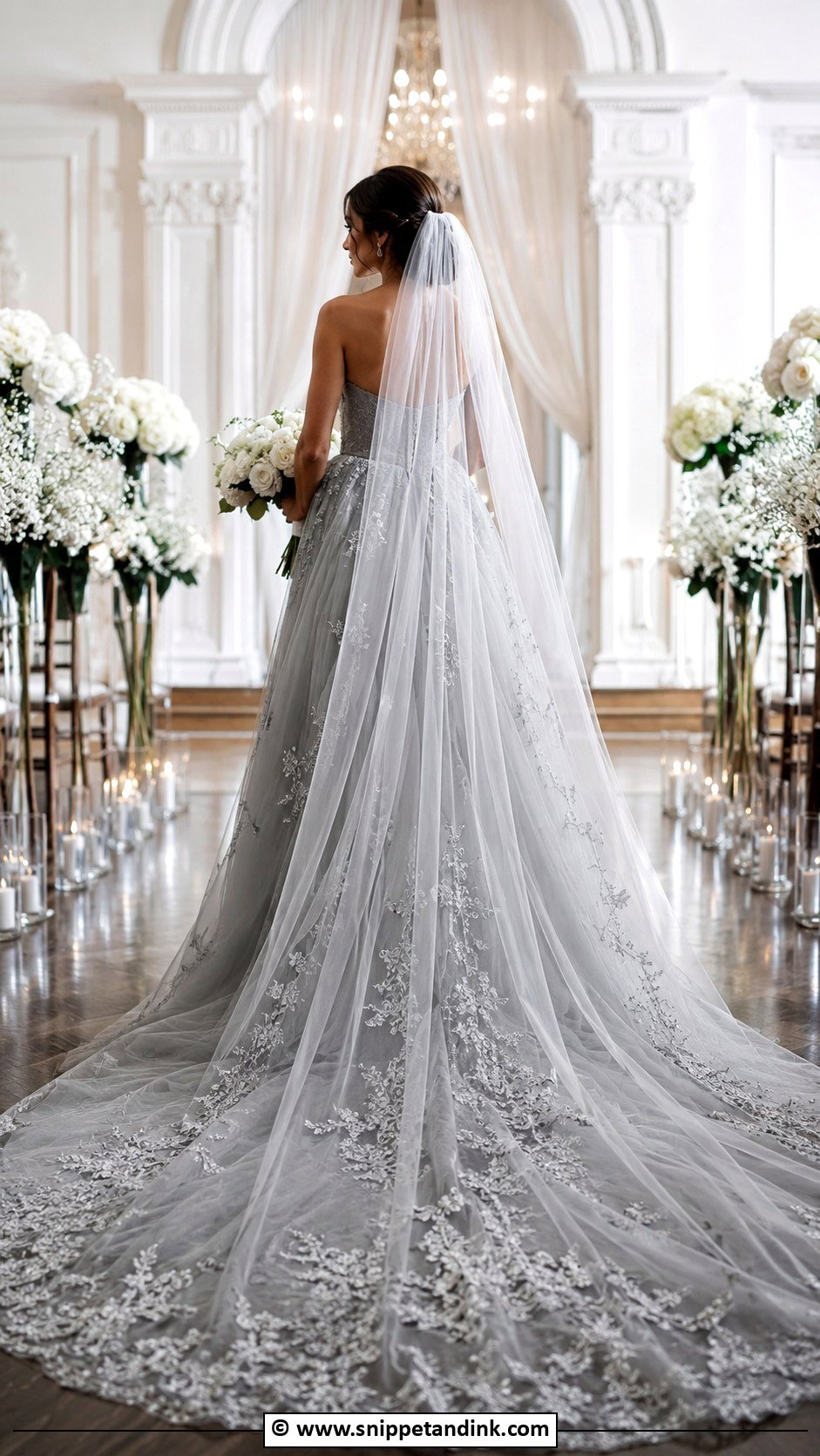 Grey Wedding Dress With Train - Snippet and Ink - 30 Grey Wedding Dress Ideas