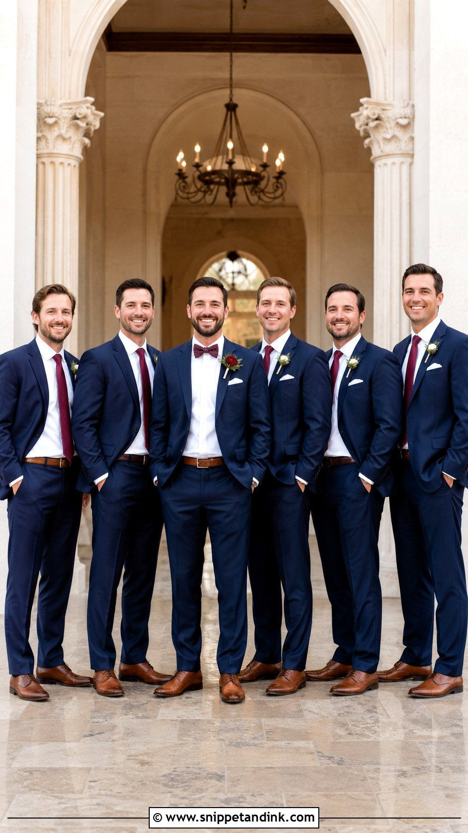 Groom Bow Tie With Groomsmen Neckties - Snippet and Ink - 20 Bow Tie Wedding Ideas