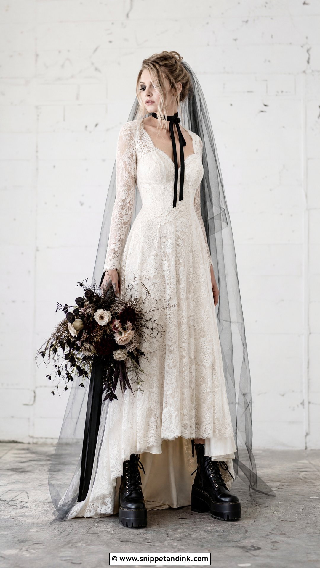 Grunge Wedding Dress With Black Boots - Snippet and Ink - 25 Grunge Wedding Dress Ideas