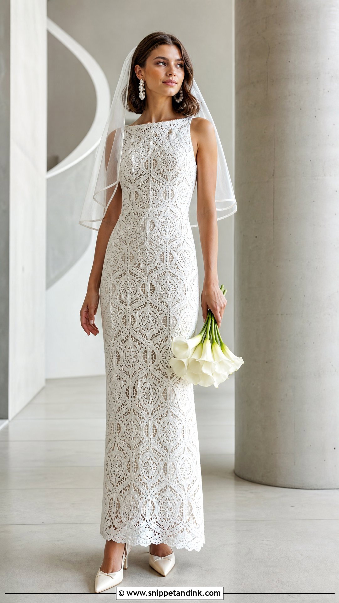 Guipure Dantel Column Wedding Dress - Snippet and Ink - 20 Wedding Dress Dantel Ideas