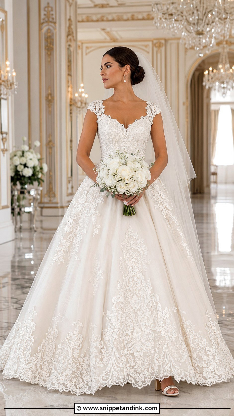 Guipure Lace Ball Gown Wedding Dress - Snippet and Ink - 20 Lace Ball Gown Wedding Dress Ideas