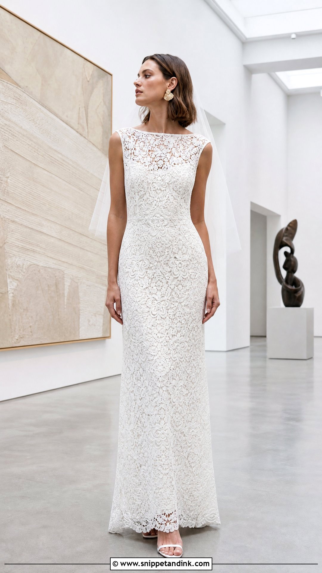 Guipure Lace Column Wedding Dress - Snippet and Ink - 20 Unique Lace Wedding Dress Ideas
