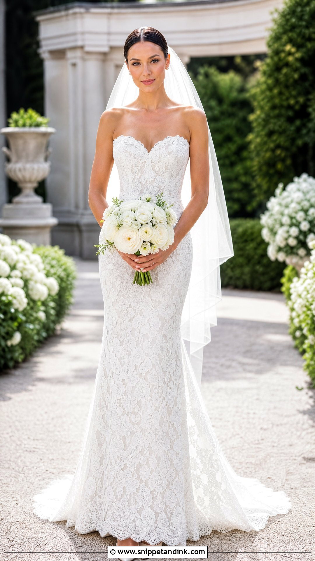 Guipure Lace Fit And Flare Wedding Dress - Snippet and Ink - 20 Wedding Dress Material Ideas