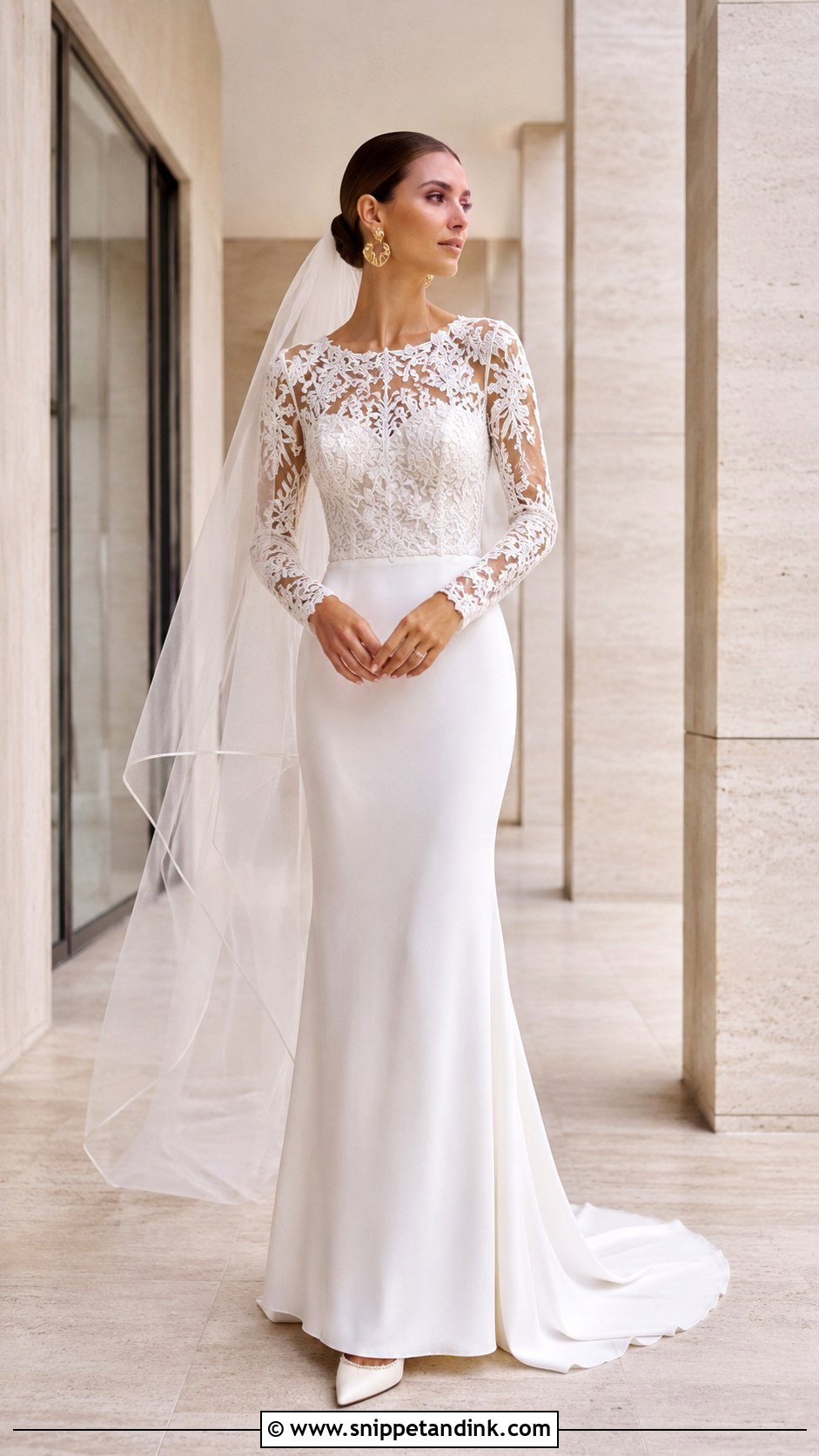 Guipure Lace Long Sleeve Wedding Dress - Snippet and Ink - 20 Long Sleeved Lace Wedding Dress Ideas