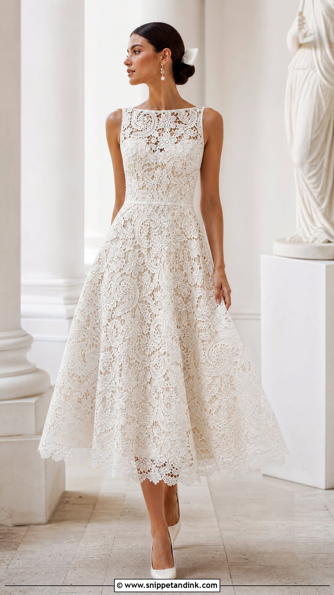 Guipure Lace Tea Length Wedding Dress - Snippet and Ink - 20 Tea Length Wedding Dresses Lace