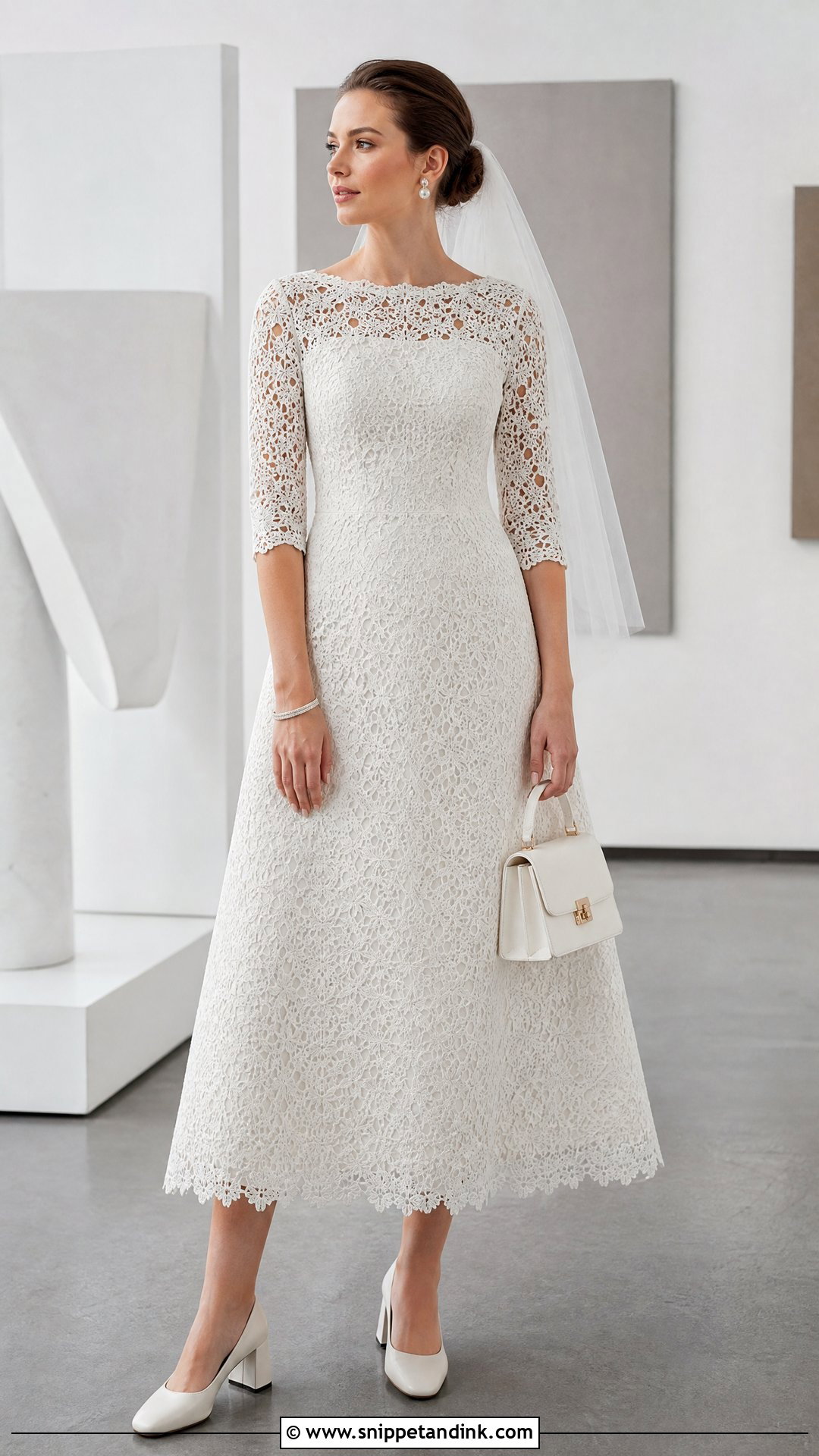 Guipure Lace Wedding Dress With Three Quarter Sleeves - Snippet and Ink - 20 Vintage Lace Wedding Dress with Sleeves