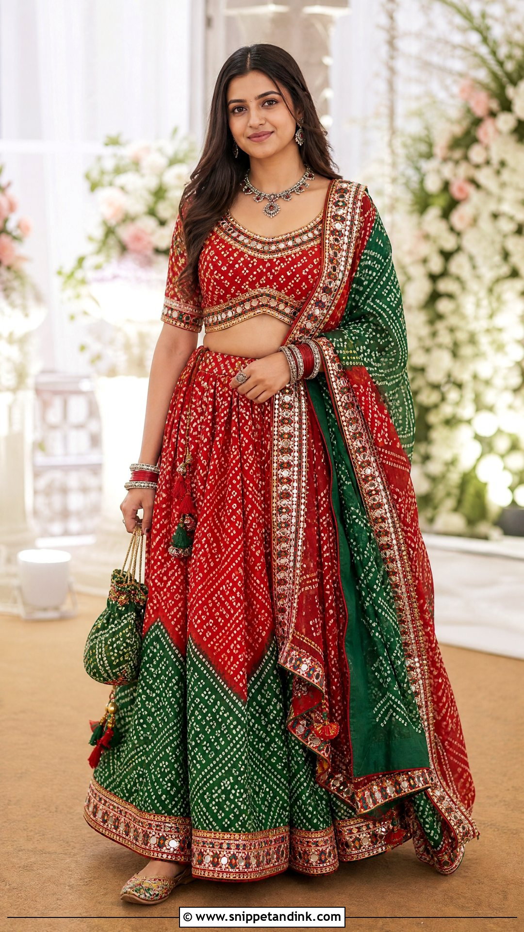 Gujarati Bandhani Ghagra Choli With Dupatta - Snippet and Ink - 20 Traditional Indian Wedding Outfits