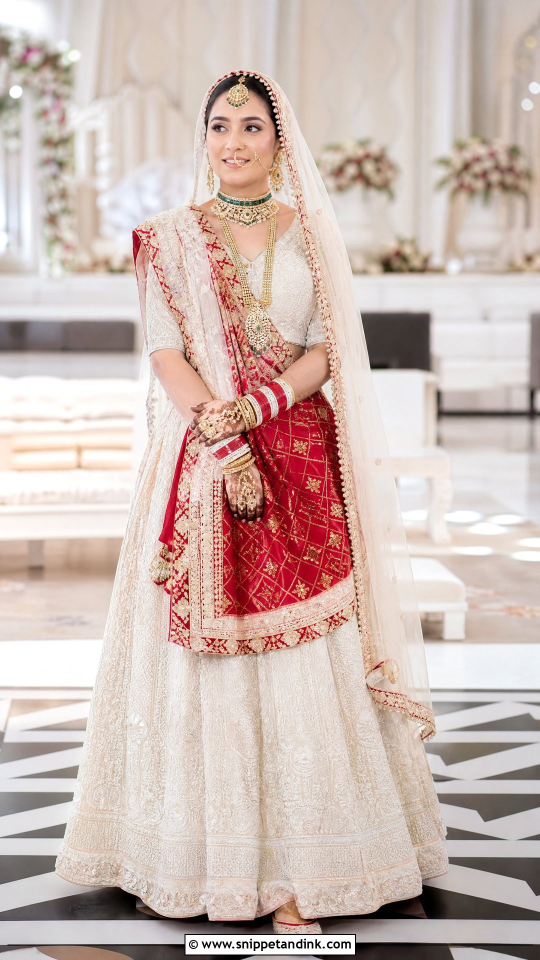 Gujarati Bride Ivory Lehenga With Gharchola Dupatta - Snippet and Ink - 20 Gujrati Bride Outfit Ideas