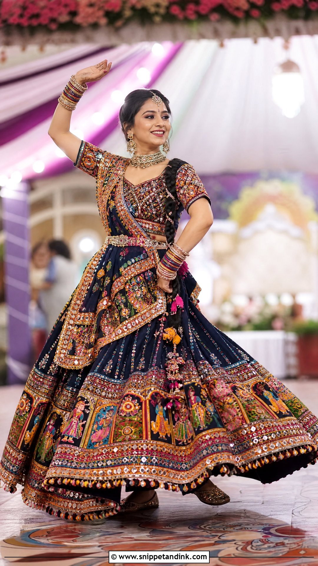 Gujarati Bride Mirror Work Garba Lehenga - Snippet and Ink - 20 Gujrati Bride Outfit Ideas