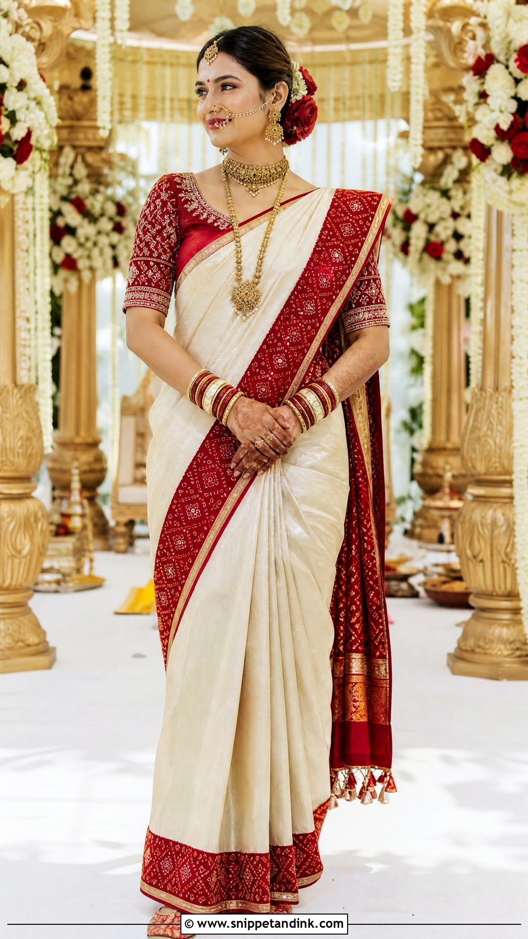 Gujarati Bride Panetar Saree - Snippet and Ink - 20 Gujrati Bride Outfit Ideas
