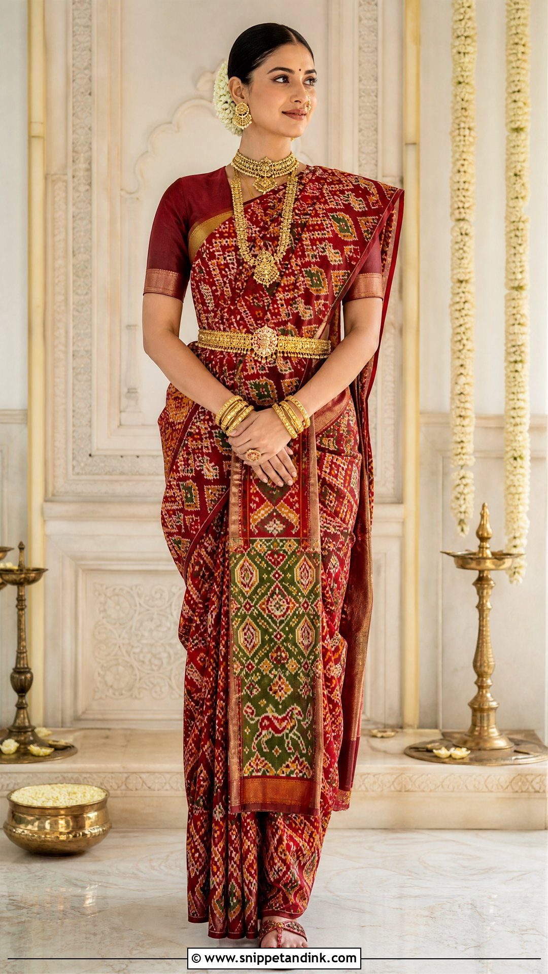 Gujarati Bride Patola Silk Saree - Snippet and Ink - 20 Gujrati Bride Outfit Ideas