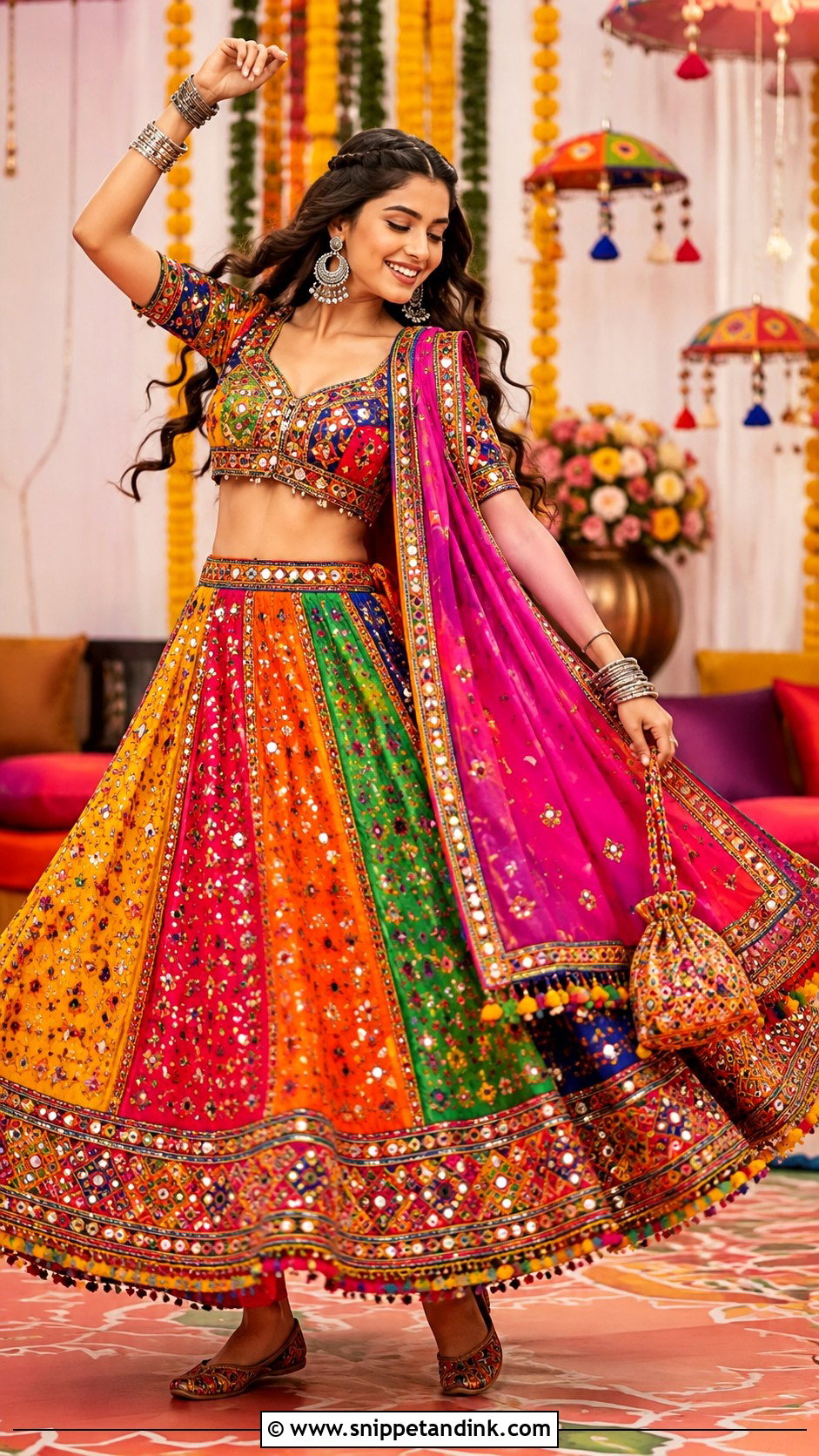 Gujarati Mirror Work Chaniya Choli - Snippet and Ink - 20 Wedding Choli Ideas
