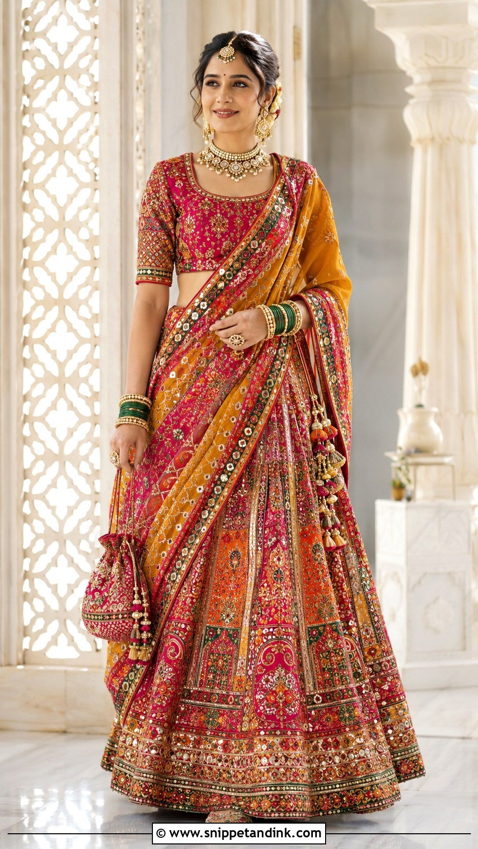 Gujarati Pallu Lengha Drape - Snippet and Ink - 20 Lengha Draping Styles