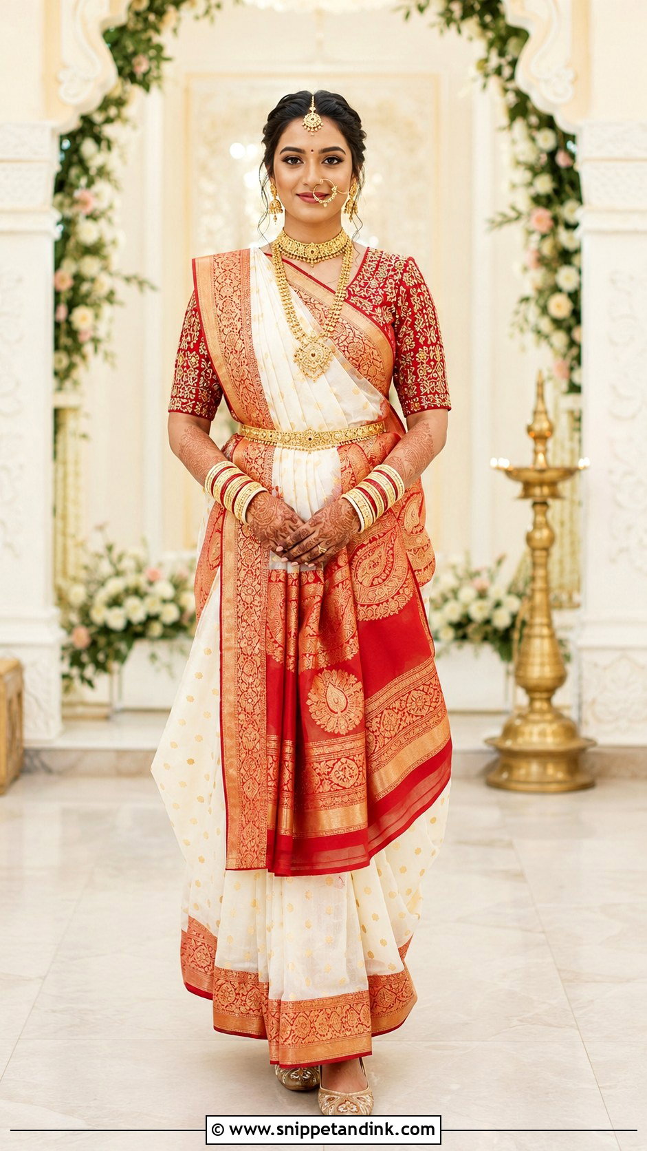 Gujarati Panetar Bridal Saree - Snippet and Ink - 20 Desi Wedding Bride Ideas