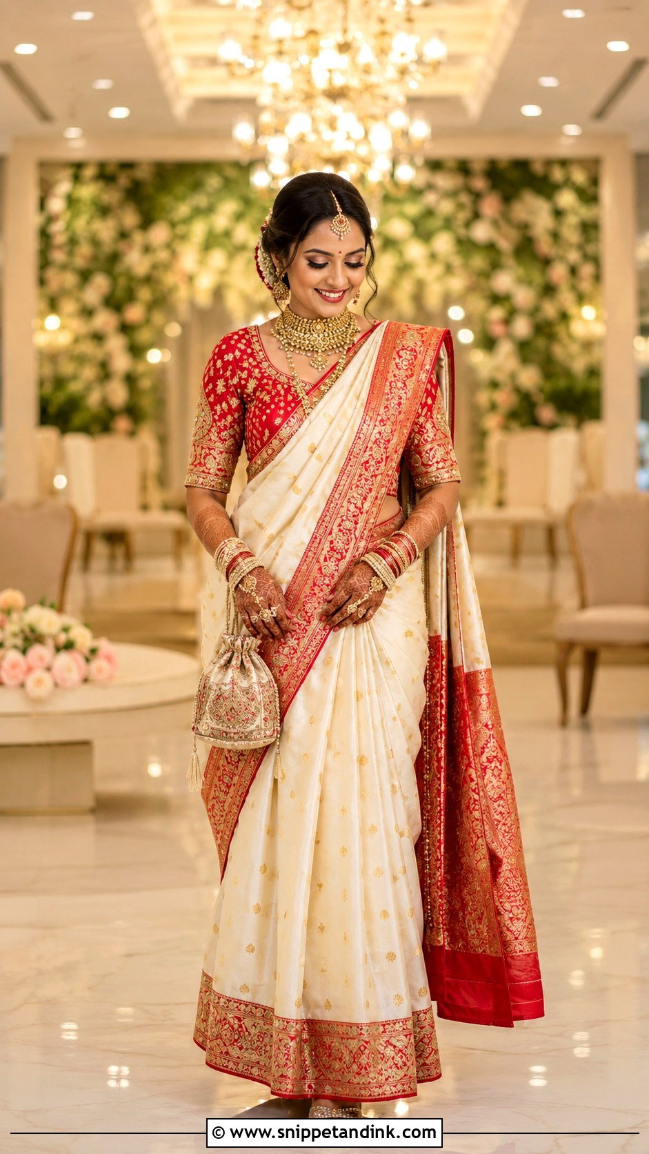 Gujarati Panetar Bridal Saree Look - Snippet and Ink - 25 Indian Bridal Outfits Wedding Day