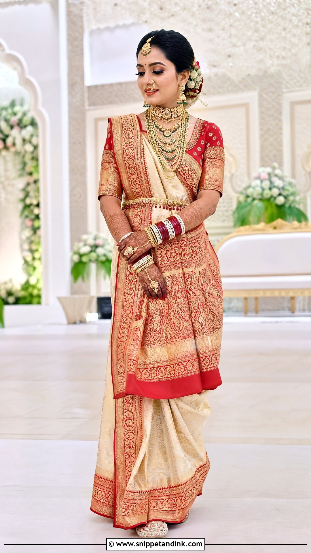 Gujarati Panetar Indian Bridal Saree - Snippet and Ink - 20 Indian Bridal Wedding Dress Ideas