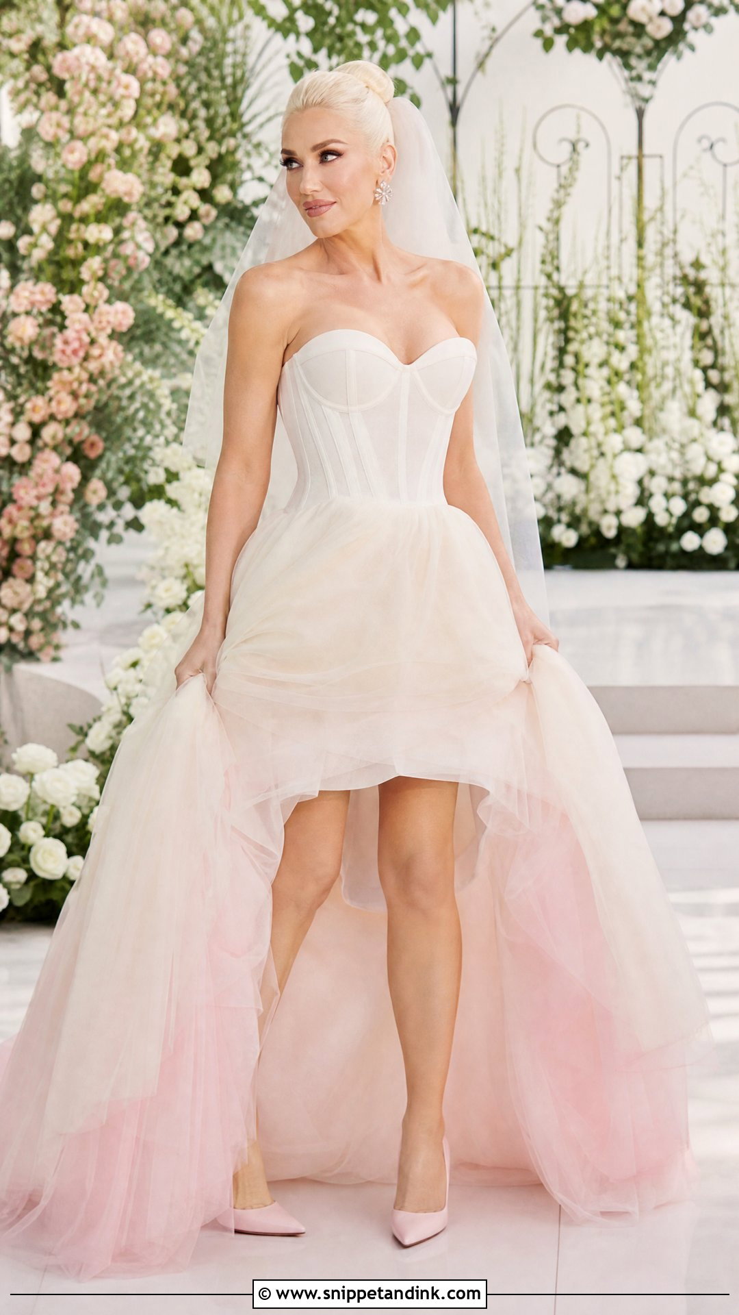 Gwen Stefani Pink Wedding Dress - Snippet and Ink - 20 Celebrity Brides Ideas