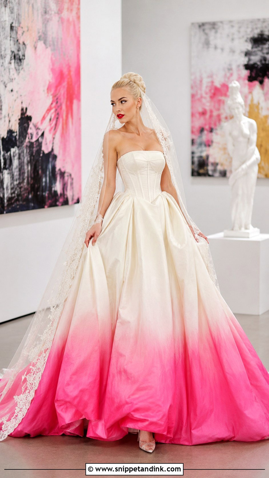 Gwen Stefani Pink Wedding Dress - Snippet and Ink - 20 Celebrities Wedding Dresses