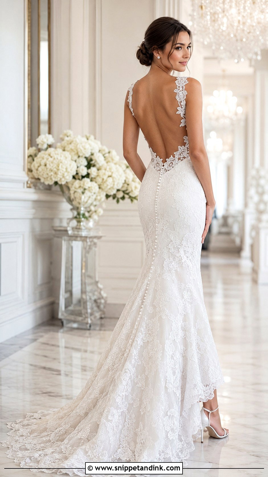 Hailey Baldwin Backless Lace Wedding Dress - Snippet and Ink - 20 Hailey Baldwin Wedding Dress Ideas
