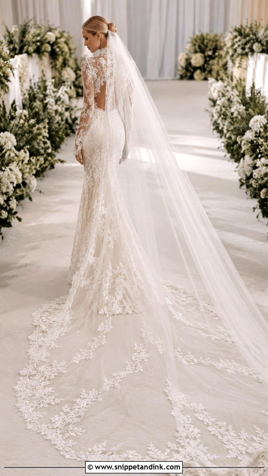 Hailey Baldwin Cathedral Veil Lace Wedding Dress - Snippet and Ink - 20 Hailey Baldwin Wedding Dress Ideas