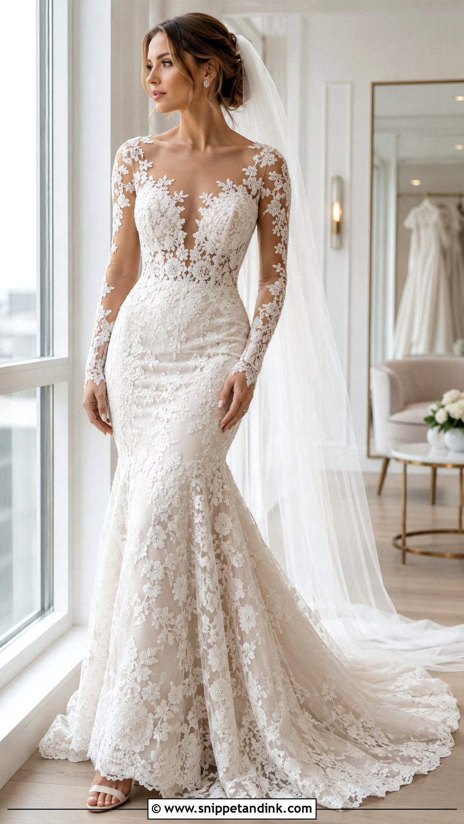 Hailey Baldwin Illusion Lace Wedding Dress - Snippet and Ink - 20 Hailey Baldwin Wedding Dress Ideas