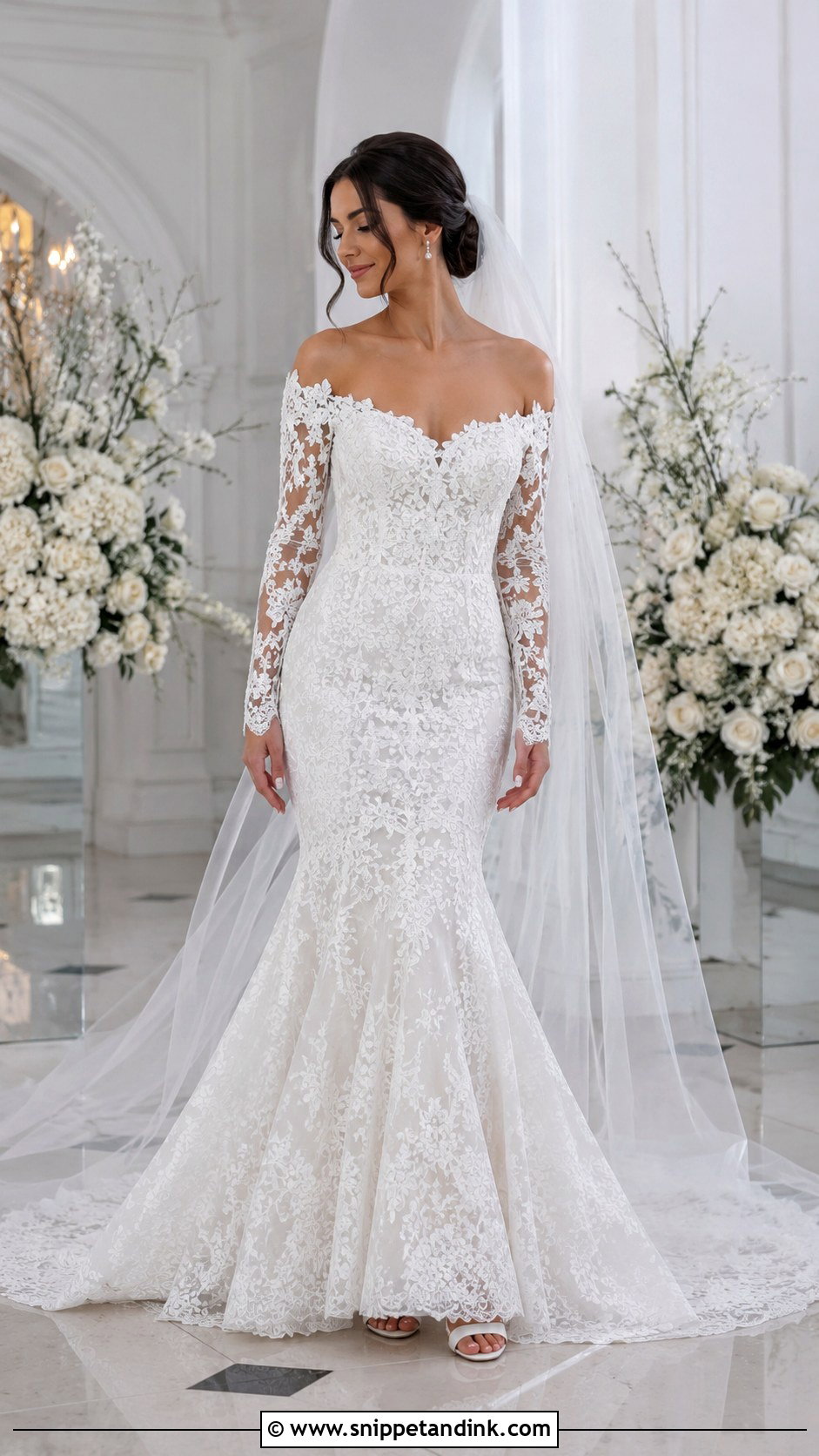 Hailey Baldwin Long Sleeve Mermaid Wedding Dress - Snippet and Ink - 20 Hailey Baldwin Wedding Dress Ideas